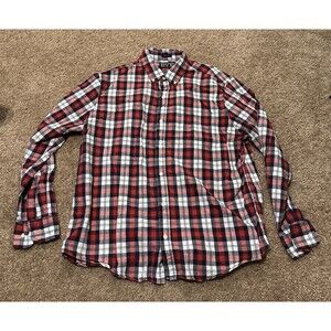Rye Red, White, Blue Plaid Men’s Dress Shirt Short Sleeve XL